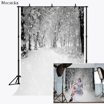 Фоны для фотосъемки в зимнем лесу, Снежинки, Природные пейзажи, Фотосессия, Художественный портрет, Фотостудия, Фотофоны для фотосъемки.