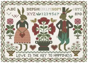 Наборы для вышивания крестиком Набор для вышивания крестиком Нитки для вышивания Набор игл для вышивания Пара кроликов - ключ к любви