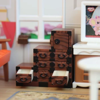 Кукольный домик в миниатюре 1:12, Комбинированный шкаф, Комод, Полка для хранения, Модель мебели для спальни, Декор, Игрушки для кукольного дома