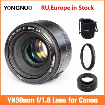 Объектив с автоматической фокусировкой YONGNUO YN50MM 50MM с диафрагмой f/1.8 AF для Цифровых Зеркальных Камер Canon 600D 650D 5D2 5D3 5D4 750D 450D 550D 1100D