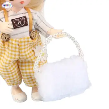 Кукольная мини-плюшевая сумка через плечо, имитирующая жемчужную сумочку, модель для 1/12 Аксессуаров для одевания кукол, украшения кукольного домика