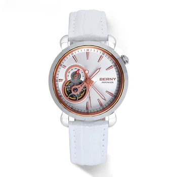 Женские часы BERNY С автоматическим механизмом BERNY NH39, вольфрамовая сталь, 24 бриллианта, 5ATM, водонепроницаемое сапфировое стекло, Роскошные дамы