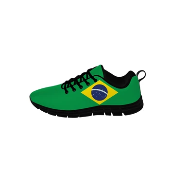 Кроссовки с низким берцем под флаг Бразилии, Мужские Женские повседневные тканевые кроссовки для подростков, парусиновые кроссовки для бега с 3D принтом, Дышащая Легкая обувь