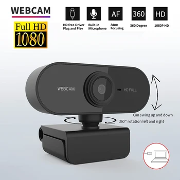 Веб-камера 1080P Full HD с микрофоном, USB-разъем для ПК, ноутбука Mac, рабочего стола, прямой трансляции, видеозвонков, рабочей мини-камеры