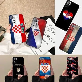 Чехол для телефона с Флагом Хорватии Для Redmi Note 11 11S 10 10S 9S 8T 7 8 8A 9 9A 9C 9T 10 10X Черный Силиконовый Чехол