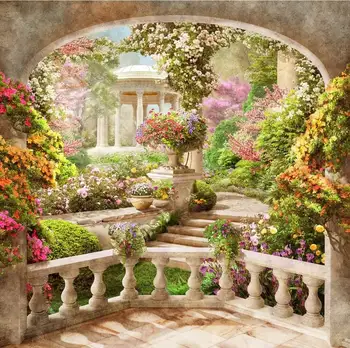 Греко-Римский сад С цветами, арки для патио на открытом воздухе, высококачественная компьютерная печать, фоны для свадебной фотостудии.