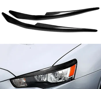 Накладка на веко фары и брови из углеродного волокна для Mitsubishi Lancer EVO X 2008-2014, Молдинг крышки переднего головного фонаря автомобиля