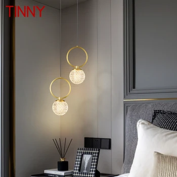 Современный медный подвесной светильник, светодиодная люстра из золотой латуни, простой и классический креативный декор для дома, прикроватной тумбочки в спальне.