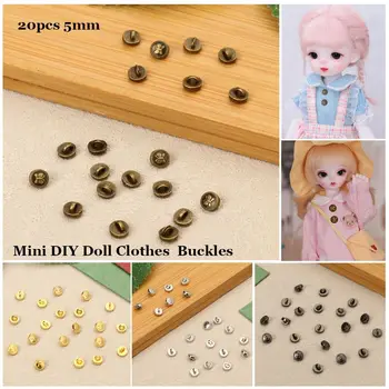 20 штук мини-металлических пуговиц 5 мм для кукольной одежды 