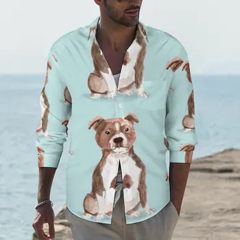 Рубашка для Стаффордширского бультерьера, Повседневные рубашки для домашних собак, Эстетичный дизайн блузок с длинным рукавом, осенняя модная одежда оверсайз