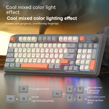 Проводная USB-клавиатура и мышь, киберспортивный набор из двух частей с независимыми клавишами регулировки громкости, колпачки контрастных цветов, минималистичная клавиатура