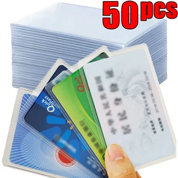 1-50 шт Защитная пленка для карт из ПВХ, Матовая Прозрачная крышка для кредитных удостоверений личности, Антимагнитный держатель, контейнер для открыток, сумки для хранения, чехол