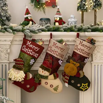 Рождественский держатель для конфет, Праздничные Рождественские Носки, Дизайн Санта-Клауса, Снеговика, Лося, Создайте с помощью подвесной веревки Рождественское украшение