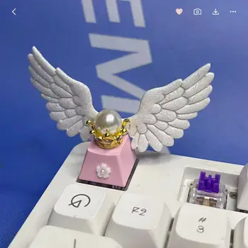Колпачки для ключей Angel Wing от мультяшной аниме-личности, розовые полупрозрачные колпачки для ключей от механической клавиатуры с поперечной осью