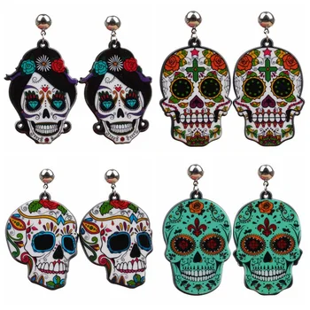Женские серьги на Хэллоуин, акриловые серьги с крестом в виде черепа, серьги-призраки в виде черепа, ювелирные изделия