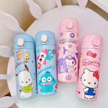 Kawaii Sanrio Hello Kitty My Melody Badtz Maru Cup Милый Мультяшный Детский Термос Портативная Чашка Для Воды Большой Емкости Snap Cup Подарок