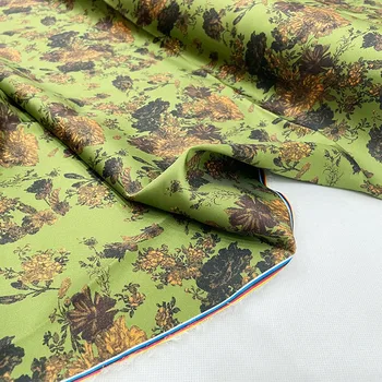 Зеленая саржевая ткань с принтом из полиэстера, брендовая модная одежда, Ткани для рубашек, ткань для платья На метр, пошив Alibaba Express