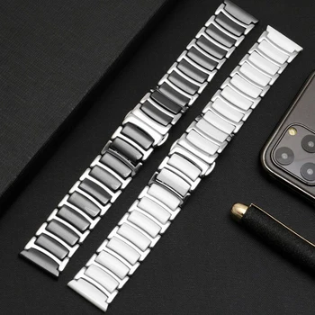 Тонкий Стальной Керамический Ремешок Для часов Универсальный 20мм 22мм 18мм Для Samsung Galaxy Galaxy watch 4 Для huawei watch gt2 Ремешок Для Часов