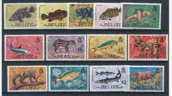 13 шт., Белиз, 1974 год, американские животные, настоящие оригинальные почтовые марки для коллекции, MNH