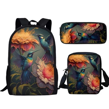 Роскошная Дизайнерская Школьная сумка Hummingbird Sunflower для мальчиков и девочек из детского сада, Студенческий рюкзак для девочек, Новые популярные сумки для ежедневных путешествий 2024