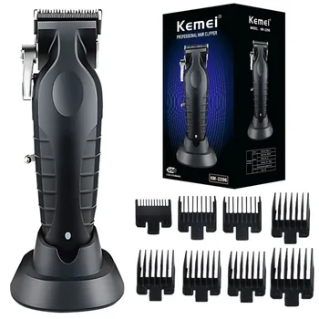 Оригинальная машинка для стрижки волос Kemei Barber, беспроводной триммер для волос, профессиональные перезаряжаемые электрические машинки для стрижки волос с зарядной базой