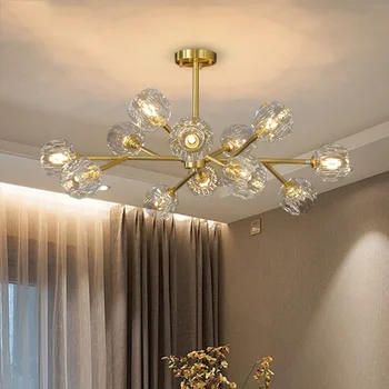 роскошная хрустальная люстра в стиле постмодерн с молекулярным освещением, простая лампа для спальни, роскошная хрустальная лампа для гостиной