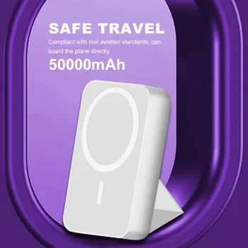 Оригинальная сумка для зарядки Magsafe 50000mAh с окошком для быстрой зарядки, магнитный блок питания, беспроводная батарея мощностью 15 Вт, портативный iPhone