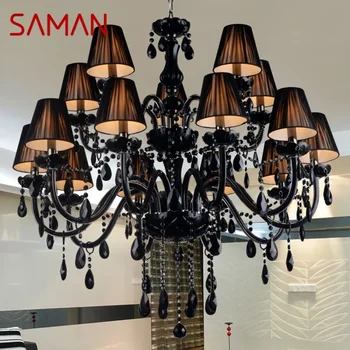 Хрустальная Подвесная лампа SAMAN в европейском стиле, Лампа с черной Свечой, Роскошная Гостиная, Ресторан, Спальня, Вилла, Люстра