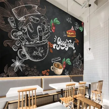 Минималистичная столовая Кафе для гурманов Blackboard Ресторан Промышленная отделка Обои Гостиничная фреска Фон Обои