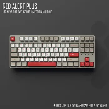 Колпачки для клавиш Red Alert Plus, 186 клавиш, вишневый профиль, двухслойный материал PBT для механической клавиатуры