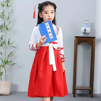 Китайский костюм Ханфу для девочки, платье, милая детская фотография, рождественская одежда в стиле ретро для мальчиков династии Хань, одежда для древних съемок в Ханфу